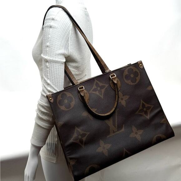 Louis Vuitton On the Go Brown and Light Brown Monogram Large Tote - Picture 12 of 13